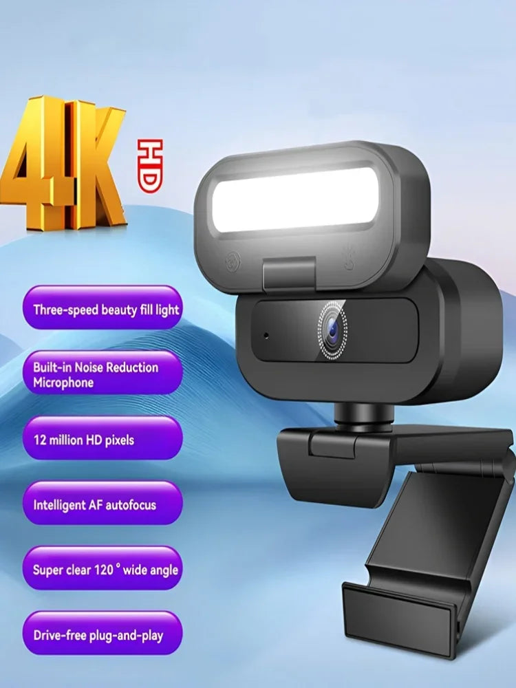Lenovo 4K HD 60fps Live Webcam 2K Full Hd Camera Usb Autofocus Pc Rotatable Microphone Fill Light Streaming Camera For Live 2026