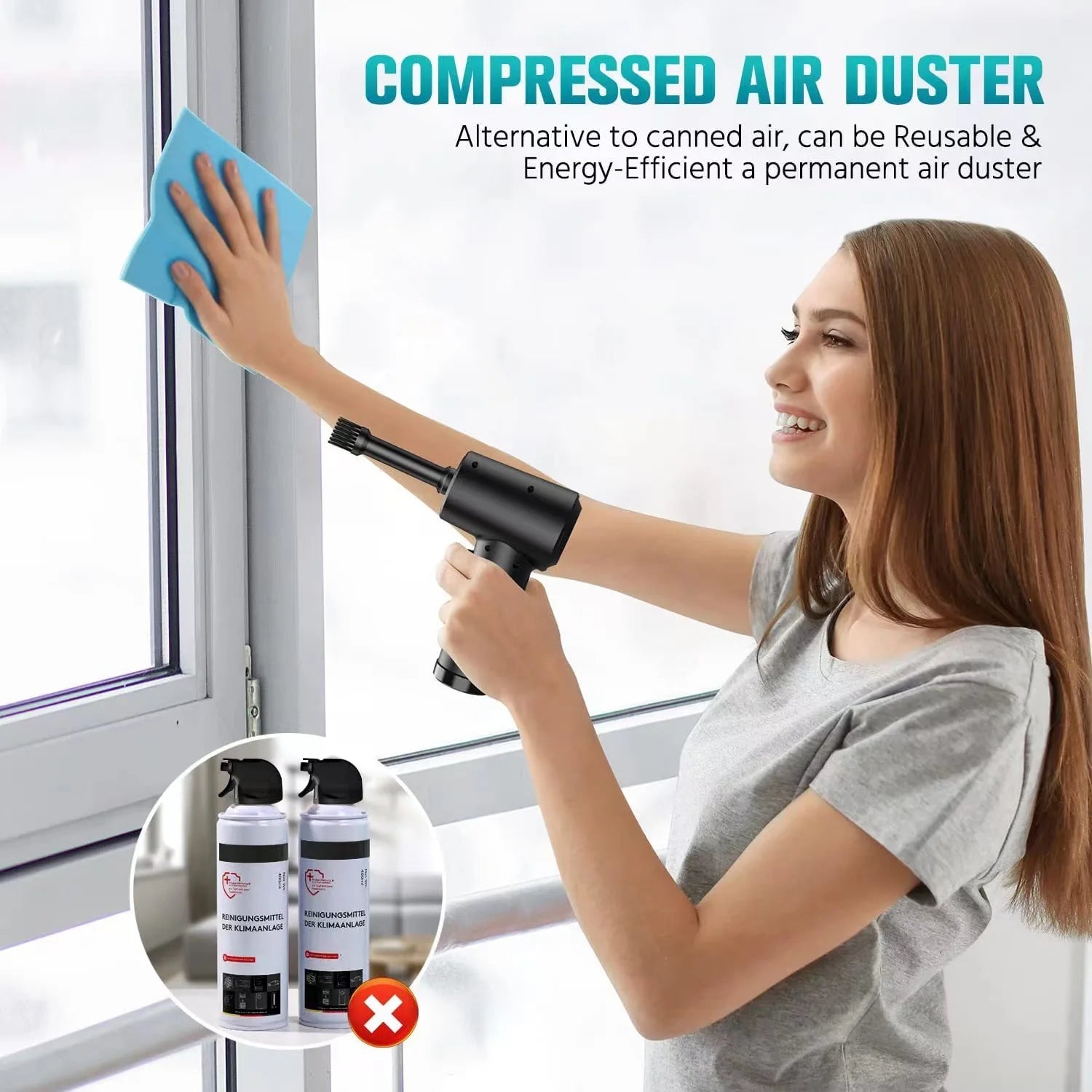 Wireless Air Duster Compressed Air Blower Gun 51000RPM Air Duster For Computer Keyboard PC Clean Gadget Blower Send 6 Accessorie